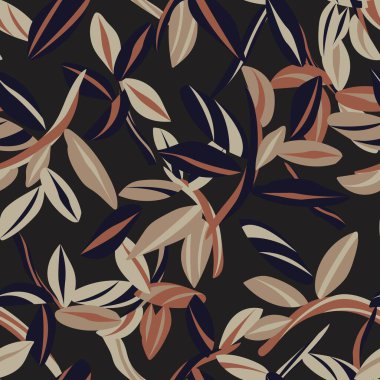 Tarafsız Renkli Tropikal Yaprak Moda tekstil, grafik ve el sanatları için kusursuz desen tasarımı