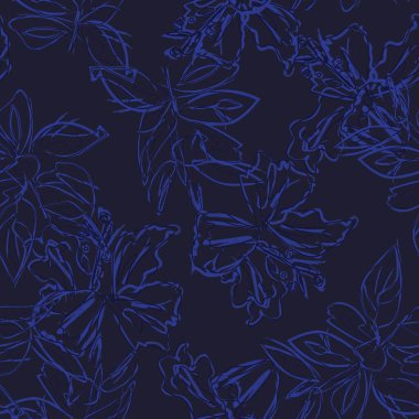 Moda tekstil, grafik, arka plan ve el sanatları için Mavi Soyut Çiçeksiz desenli tasarım