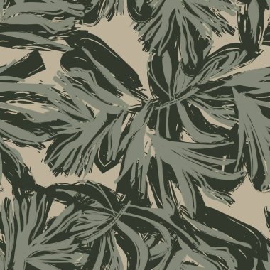 Tarafsız Renkli Tropikal Yaprak Moda tekstil, grafik ve el sanatları için kusursuz desen tasarımı