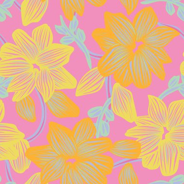 Pastels Botanik Çiçek desensiz moda tekstil, grafik, arka plan ve el sanatları tasarımı