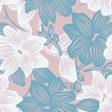 Pastels Botanik Çiçek desensiz moda tekstil, grafik, arka plan ve el sanatları tasarımı