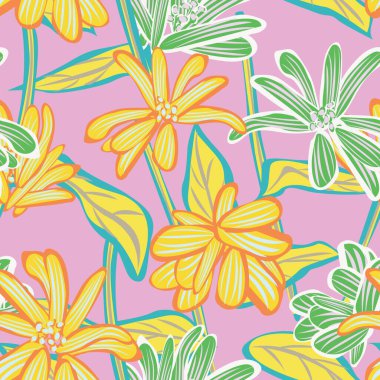 Pastels Botanik Çiçek desensiz moda tekstil, grafik, arka plan ve el sanatları tasarımı