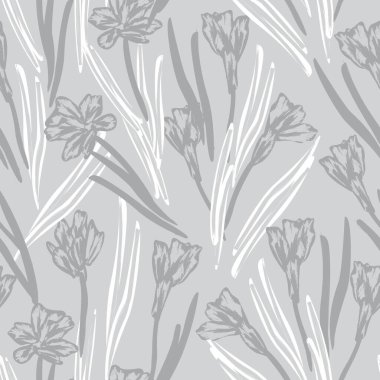 Moda tekstil, grafik, arkaplan ve el sanatları için tek renkli çiçek desensiz desen tasarımı