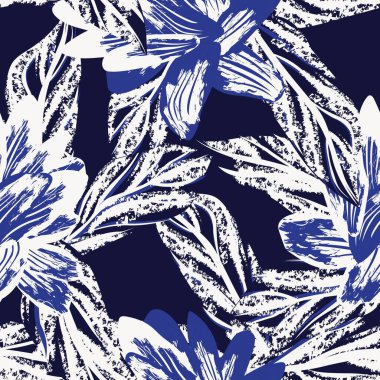 Moda tekstil, grafik, arka plan ve el sanatları için Mavi Soyut Çiçeksiz desenli tasarım