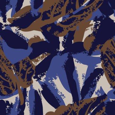 Moda tekstil, grafik, arka plan ve el sanatları için Mavi Soyut Çiçeksiz desenli tasarım