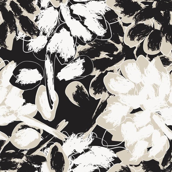Neutral Colour Abstract Floral seamless pattern design for fashion textiles, graphics, backgrounds and crafts