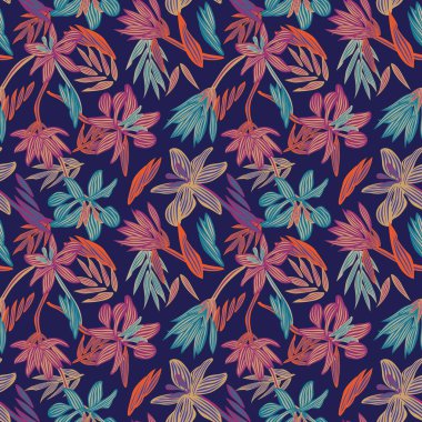 Green Botanical Floral seamless pattern design for fashion textiles, graphics, backgrounds and crafts clipart