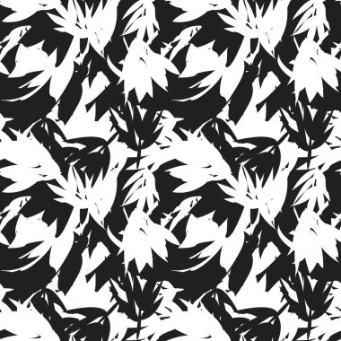 Moda tekstil, grafik, arka plan ve el sanatları için tek renkli bitki desenli desen tasarımı