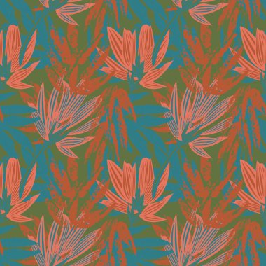 Moda tekstil, grafik, arka plan ve el sanatları için Yeşil Soyut Çiçeksiz desenli tasarım