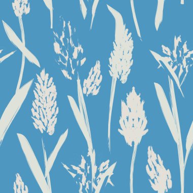 Moda tekstil, grafik, arka plan ve el sanatları için Mavi Soyut Çiçeksiz desenli tasarım