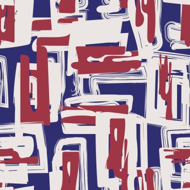 Moda tekstil, grafik ve el sanatları için Kırmızı Soyut Fırça darbeleri desen tasarımı