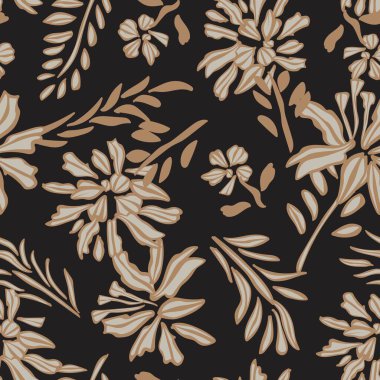 Tarafsız Renkli Botanik Çiçeksiz Moda Tekstil, grafik, arka plan ve el sanatları tasarımı