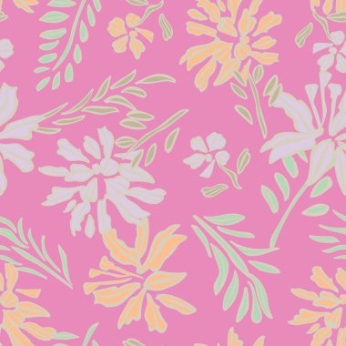 Pastels Botanik Çiçek desensiz moda tekstil, grafik, arka plan ve el sanatları tasarımı
