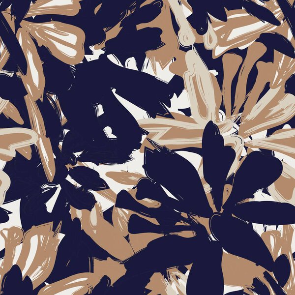 Neutral Colour Abstract Floral seamless pattern design for fashion textiles, graphics, backgrounds and crafts