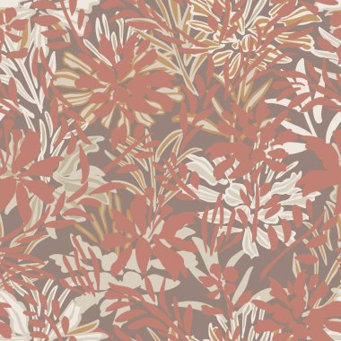 Tarafsız Renkli Botanik Çiçeksiz Moda Tekstil, grafik, arka plan ve el sanatları tasarımı