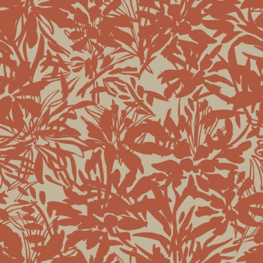 Tarafsız Renkli Botanik Çiçeksiz Moda Tekstil, grafik, arka plan ve el sanatları tasarımı