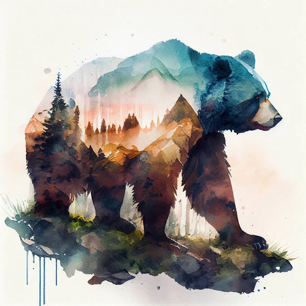Adventure bear illustration. Roaring bear hiking with backpack. Vintage Grizzly for tshirt design, sticker, posters