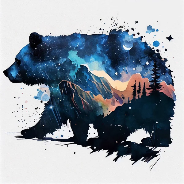 Adventure bear illustration. Roaring bear hiking with backpack. Vintage Grizzly for tshirt design, sticker, posters
