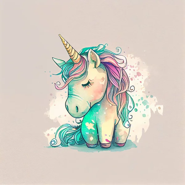 Unicorn cute illustration card and shirt design