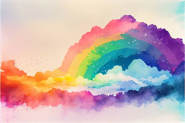 Rainbow illustration of galaxy fantasy background and pastel color.The unicorn in pastel sky with rainbow. Pastel clouds and sky with bokeh
