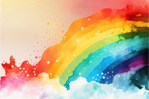 Rainbow illustration of galaxy fantasy background and pastel color.The unicorn in pastel sky with rainbow. Pastel clouds and sky with bokeh