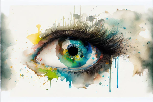 Colorful eye, Conceptual abstract picture of the eye. Oil painting in colorful colors. Conceptual abstract closeup.