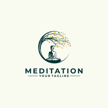 Meditasyon vektör illüstrasyon logo tasarım şablonu