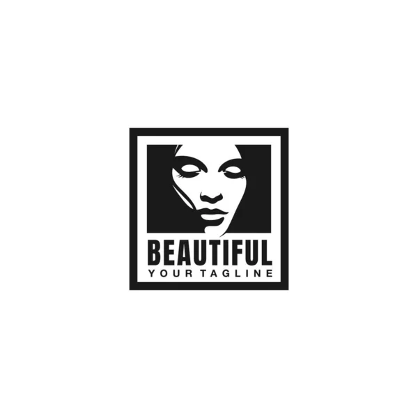 Black White Beautiful Women Vector Logo Design Silhouette Beautiful Women — Διανυσματικό Αρχείο
