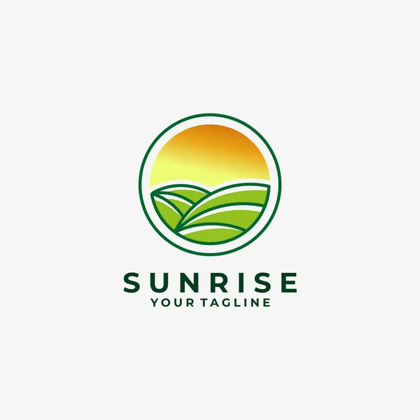 Σχεδιασμός Λογότυπου Sunrise Σχεδιασμός Λογότυπου Hill Σχεδιασμός Λογότυπου Nature Λογότυπο — Διανυσματικό Αρχείο