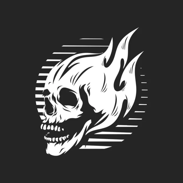 Fire Head Skull Vector Logo Design Template Idea — Stock Vector