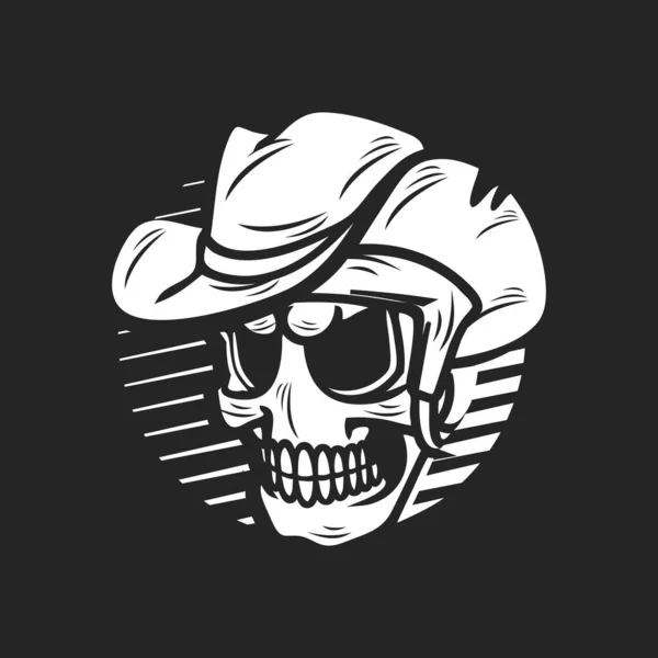West Skull Vector Logo Design Template Idea — Stock Vector