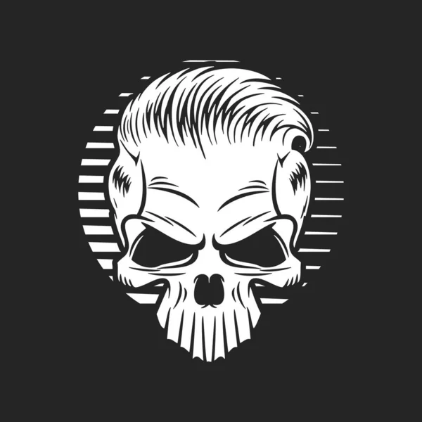 Circle Stamp Head Skull Vector Logo Design Template Idea — Stock Vector