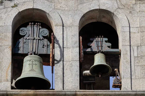 Severní Portugalské Staré Kostelní Bronzové Zvonky Středověkého Kostela — Stock fotografie