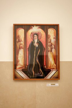 Fatima, Portugal - May 19, 2014:  Painting in the Reconciliation Zone of the Santissima Trindade Church in Fatima belonging to the group of images named Via Lucis by Vanni Rinaldi.
