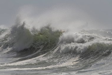 Ağır fırtına altında Kuzey Portekiz kıyısında 