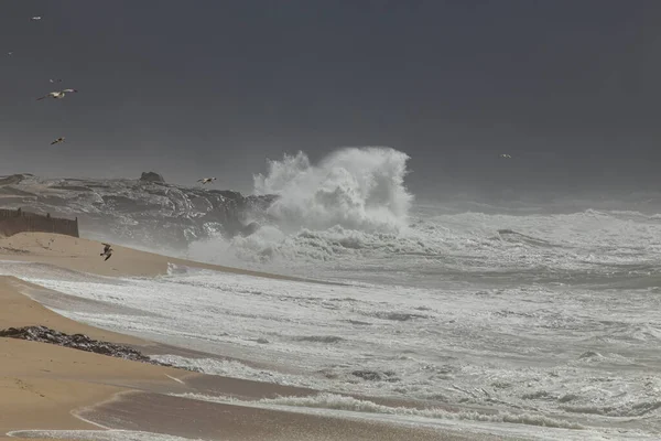 Βόρεια Ακτή Της Πορτογαλίας Κατά Διάρκεια Καταιγίδας — Φωτογραφία Αρχείου