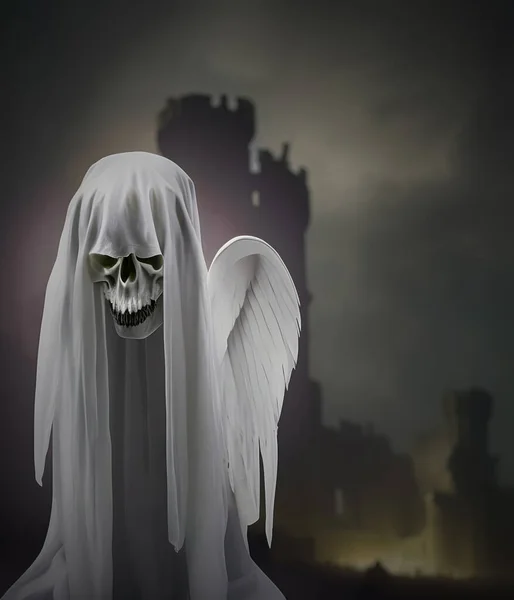 Evil Ghost Defocused Mysterious Medieval Background — Stock Photo, Image