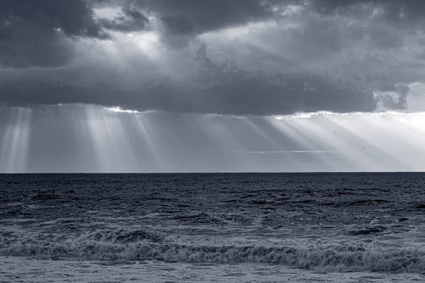 Stormy Sky Light Rays Used Infrared Filter Northern Portuguese Coast — Stock Photo, Image