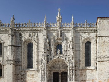 Jeronimos Manastırı. Güzel cephe. Ana giriş, Lizbon, Portekiz.