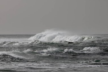 Güzel bir hava dalgası. Kuzey Portekiz kıyıları.