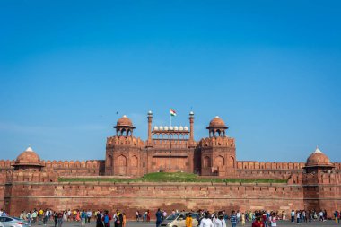OLD DELHI, Hindistan - Kasım 03, 2022: Delhi, Hindistan 'da Red Fort. UNESCO Dünya Mirası Alanı