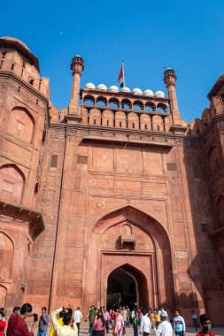 OLD DELHI, Hindistan - Kasım 03, 2022: Delhi, Hindistan 'da Red Fort. UNESCO Dünya Mirası Alanı