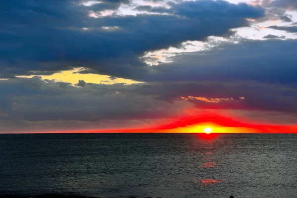 Sunset Sea Scoglitti Sicily Italy — Stock Photo, Image