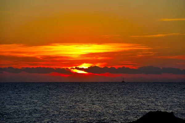 Sunset Sea Punta Braccetto Beach Sicily Italy — Stock Photo, Image