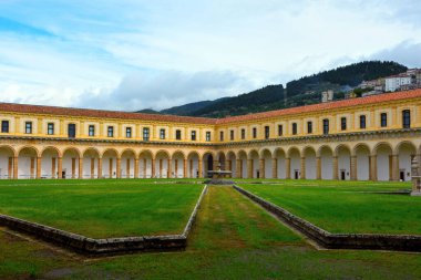 Certosa di San Lorenzo Manastır Grande 'sinin panoramik fotoğrafı 29 Eylül 2022 Padula İtalya