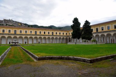 Certosa di San Lorenzo Manastır Grande 'sinin panoramik fotoğrafı 29 Eylül 2022 Padula İtalya
