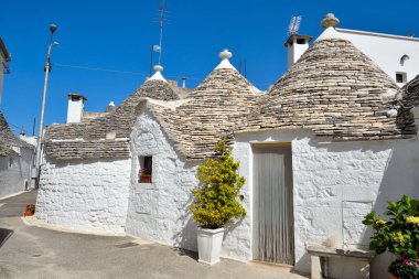 Alberobello, İtalya Trulli evlerin görünümü