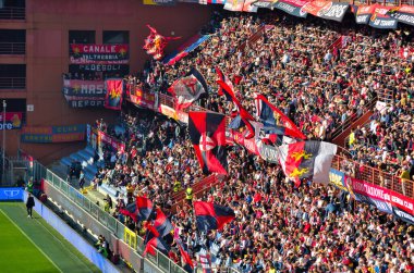 Serie B futbol maçı Cenova Ternana Genoa taraftarları 12 2023 Cenova İtalya Stadyumu tribünlerinde