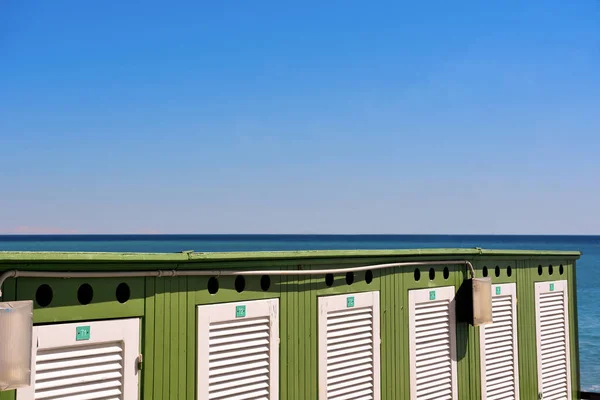 stock image cabins on the beach in Albissola marina Liguria Italy