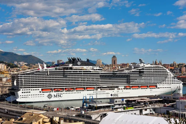 Nave Crociera Msc World Europa Nel Porto Genova Aprile 2023 — Foto Stock